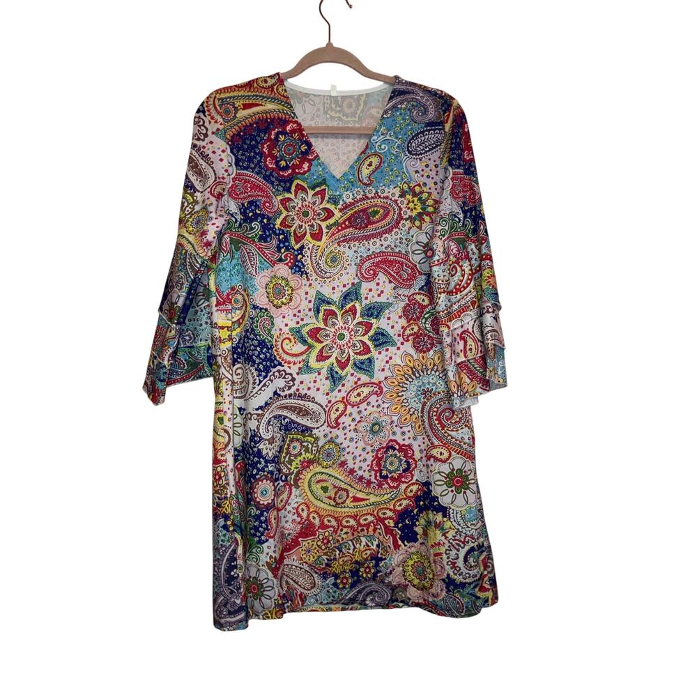 No Brand Floral Boho Paisley Mini Dress Size Medium